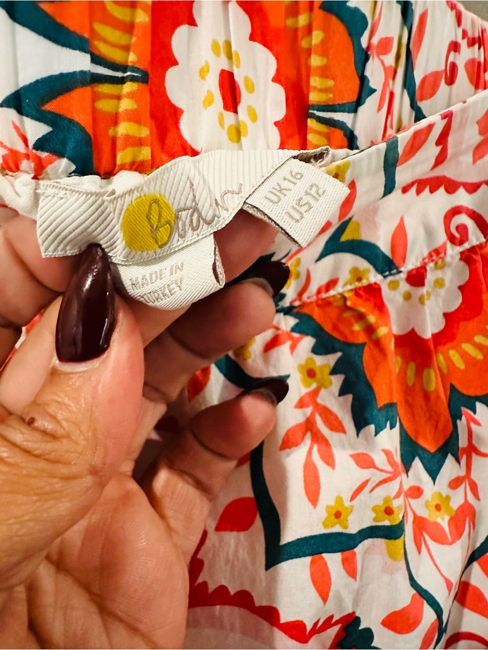 BODEN High-Waist Floral Print Maxi Jessica Skirt in Orange & White 12 - Picture 7 of 7